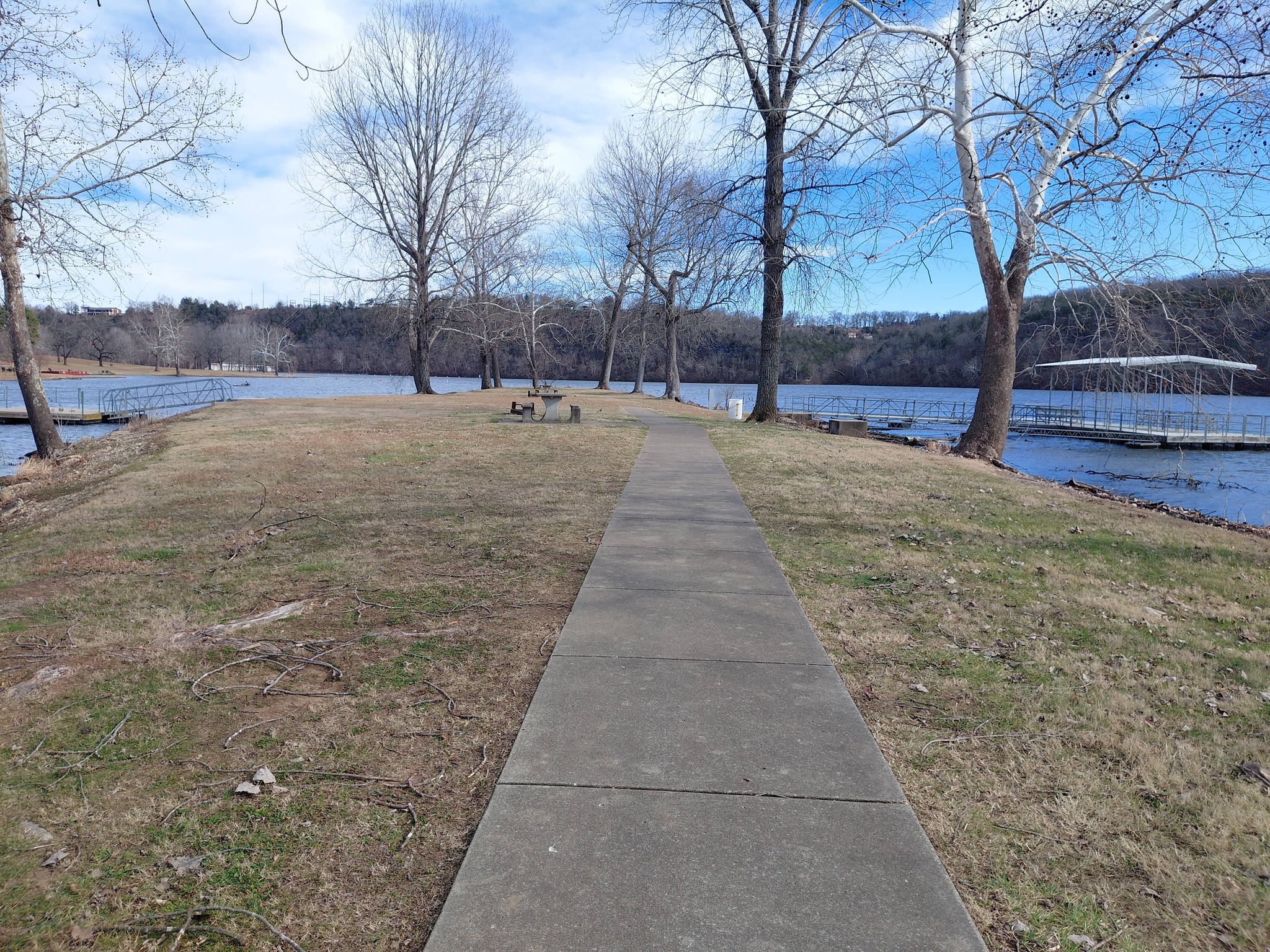 Lakeside walkway in winter